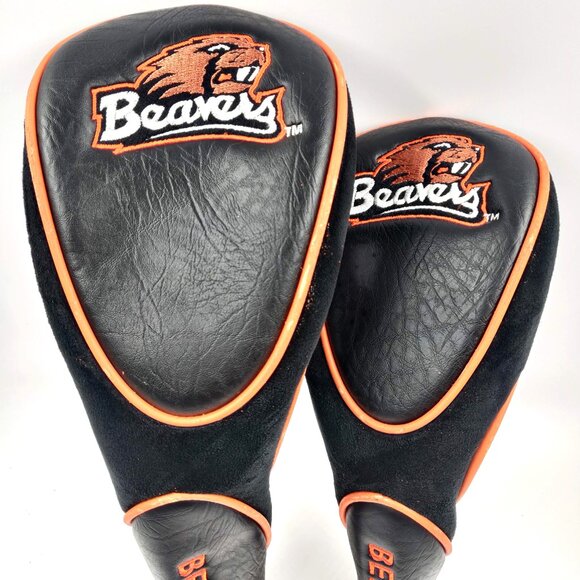 Oregon State Beavers Lot Of 2 Orange Black Embroidered Zip Up Golf Head Covers - Picture 5 of 9